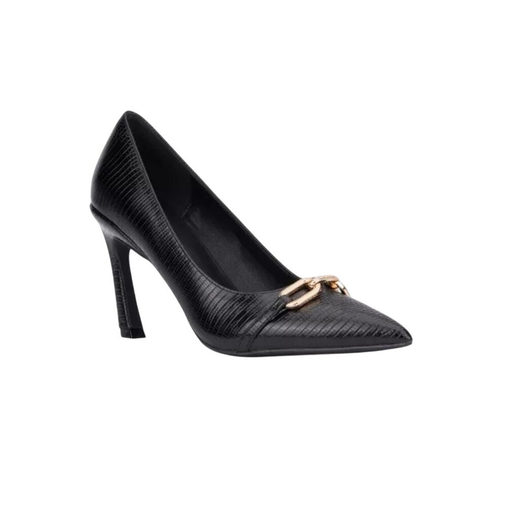 New York& Co black horse bit chain detail high heels pointed toe size 9